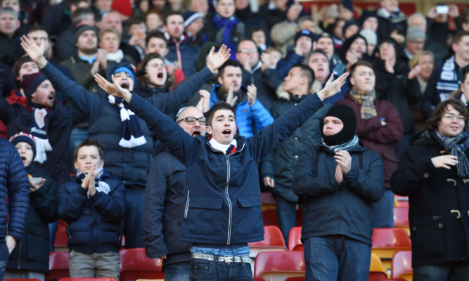 The Dundee fans were in fine voice at Pittodrie