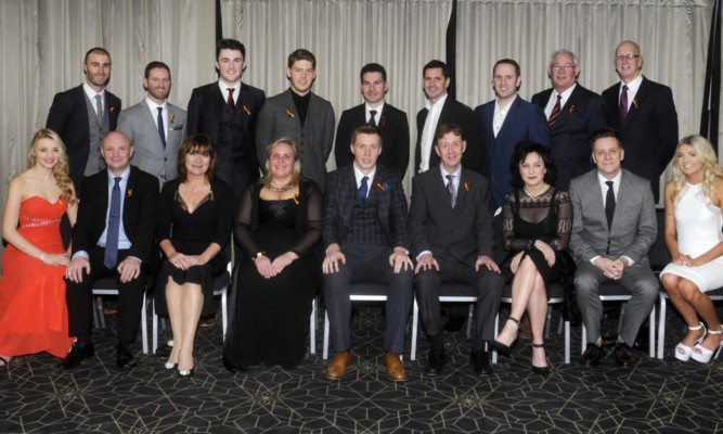 Jordan (front centre) with other top table guests at the dinner.