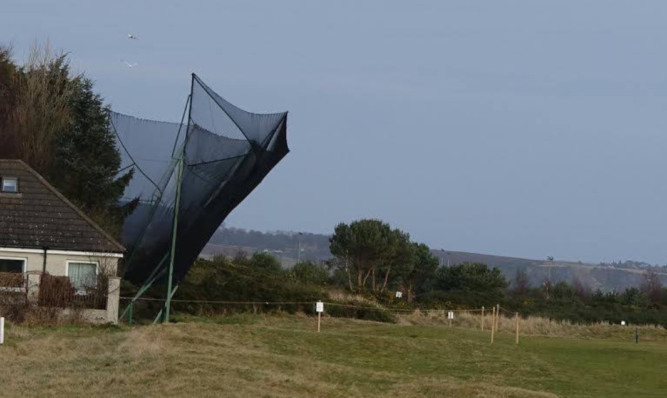 The damaged netting.