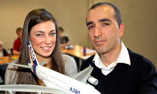Désirée Woinowski, HNC aircraft engineering student at Perth College, and lecturer Dr Bassam Rakhshani.