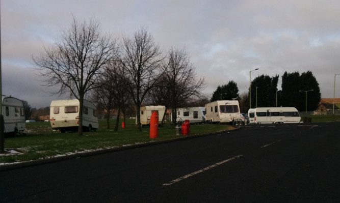 The new Traveller camp is posing difficulties for lorry drivers who use the road as a turning circle.