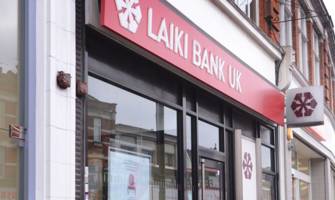 A branch of the Cypriot bank, Laiki, in London.