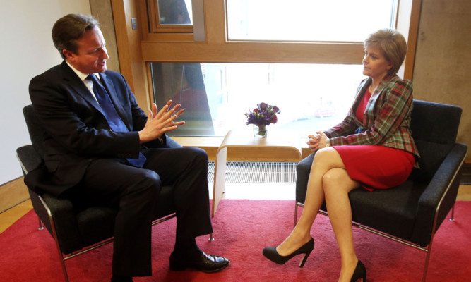 David Cameron and Nicola Sturgeon meeting at Holyrood.