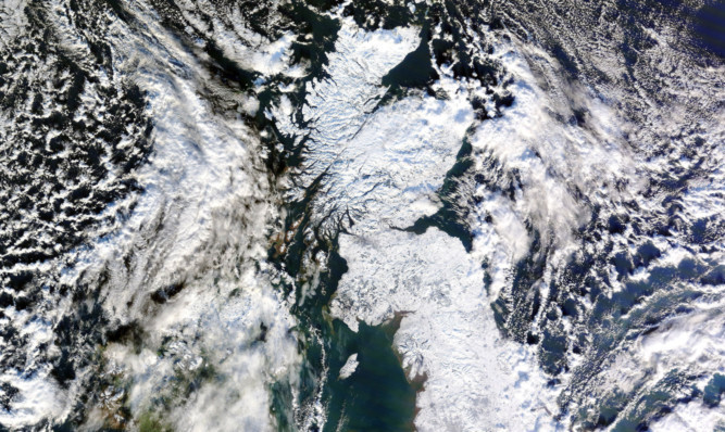 The centre's image showing all of Scotland under snow in the harsh winter of 2010.
