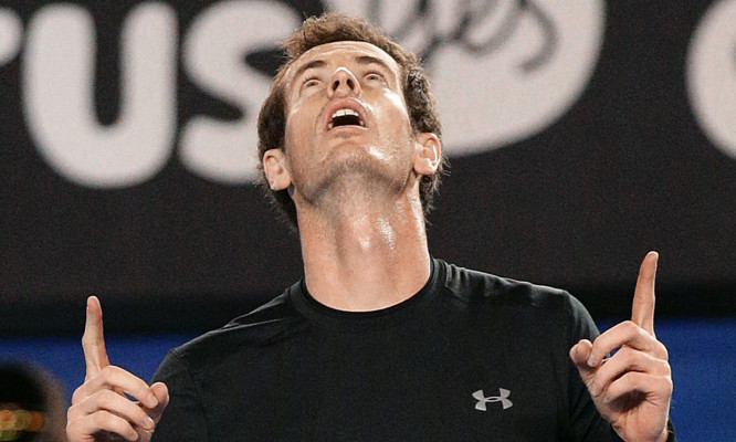 Andy Murray of Britain celebrates after defeating Nick Kyrgios.