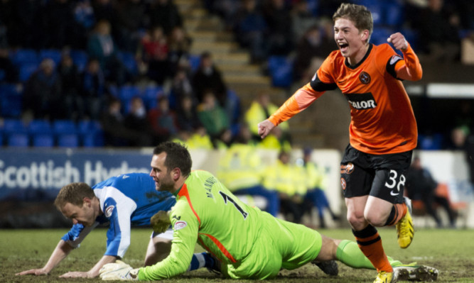 Dundee Utd youngster Ryan Gauld celebrates after opening the scoring.