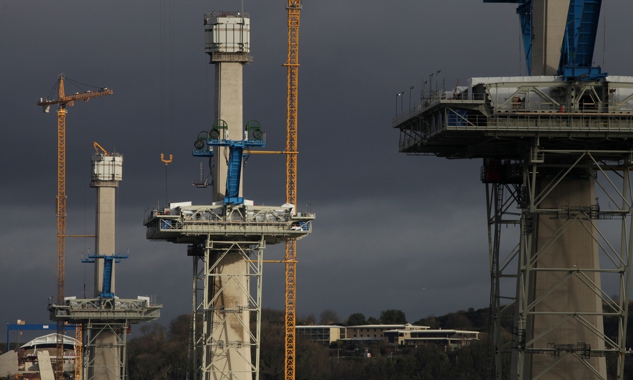 Queensferry Crossing towers reach halfway height. The three towers now stand at over half their final 210 metre height. Jan 27 2015 See CENTRE PRESS story CPBRIDGE