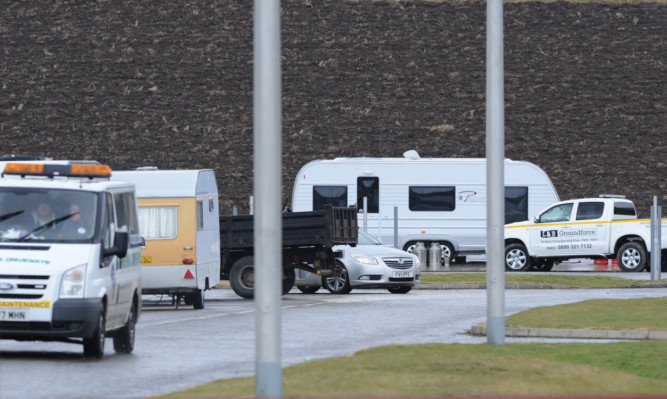 Kim Cessford - 29.03.13 - pictured are some of the travellers caravans in the Claverhouse East Industrial Estate