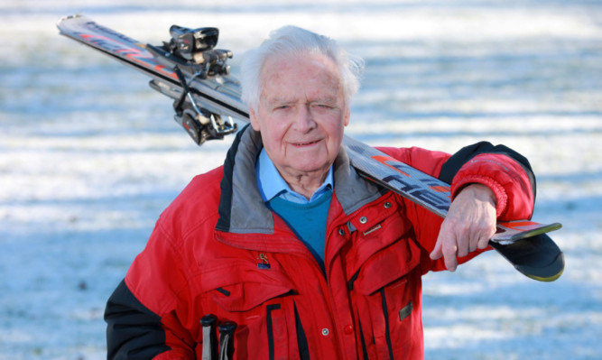 George Stewart, from Scone, still enjoys skiing at the age of 95.