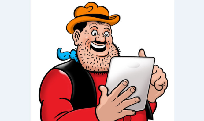 Desperate Dan checks out the new Dandy app for himself.