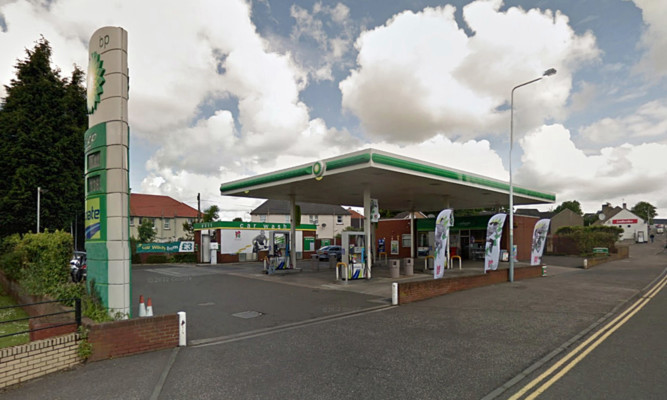 The BP petrol station on St Clair Street was targeted in the early hours of Sunday.