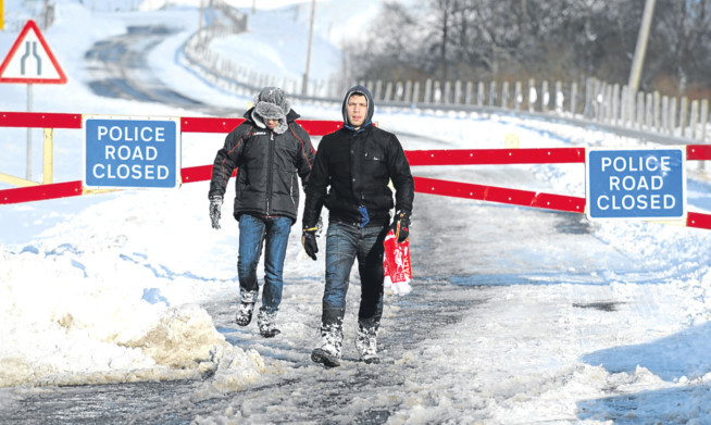 The snow gates were closed preventing access to the Glenshee ski slopes.