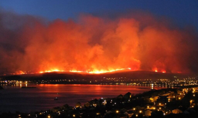 Firefighters had to work through the night to tackle a heath blaze near Fort William.