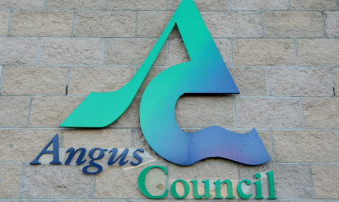 Angus Council logo on the wall of a building.