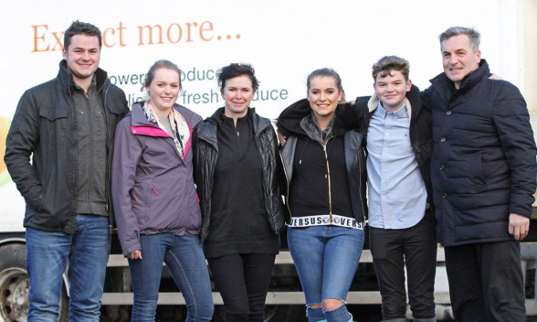 Anita Stirling, third left, husband Andrew, right, and the family team behind Stirfresh, which has strengthened its tie-up with Aldi after a £250,000 contract.