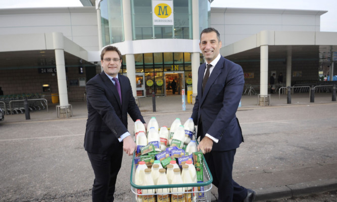 Morrisons Scottish affairs adviser Ewan MacDonald-Russell with Robert Graham.