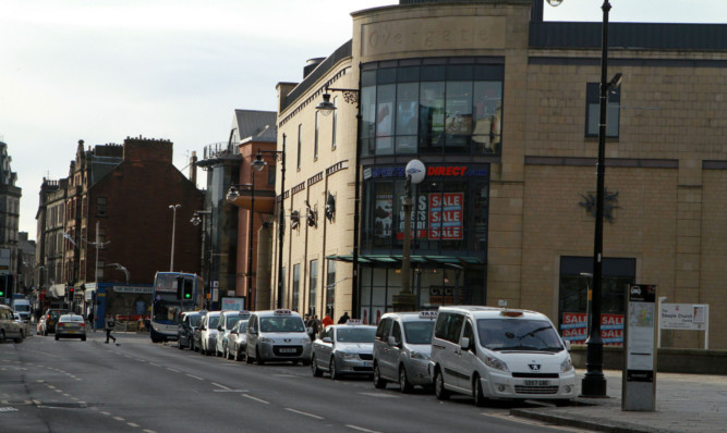 The taxi rank in front of the Overgate.