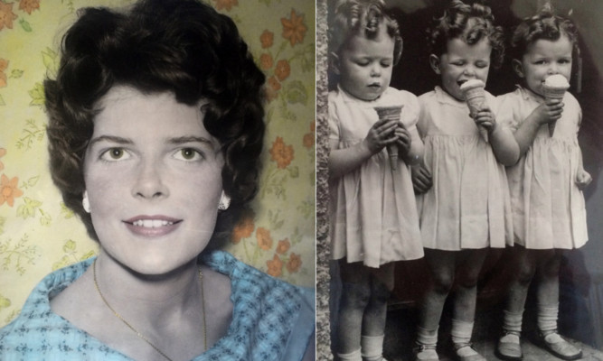 Mrs Reid and (right) as a child with her sisters.