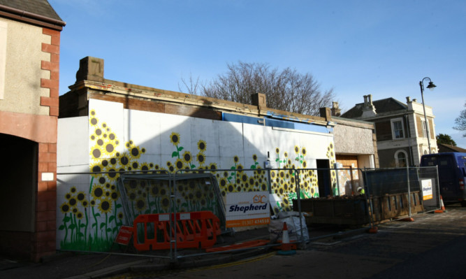 The fire-damaged shops in Carnoustie.