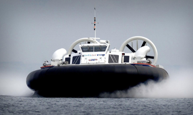 A hovercraft speeds across the Forth during the previous trial.