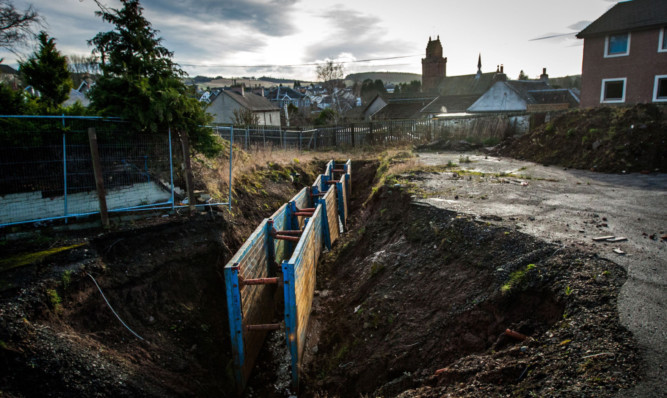 The enormous hole in the Wheel Inn car park.