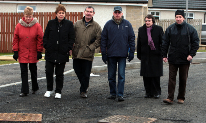 Residents of the unfinished Lomond Homes development in Boswell Knowe, Lochgelly, pictured earlier this year.