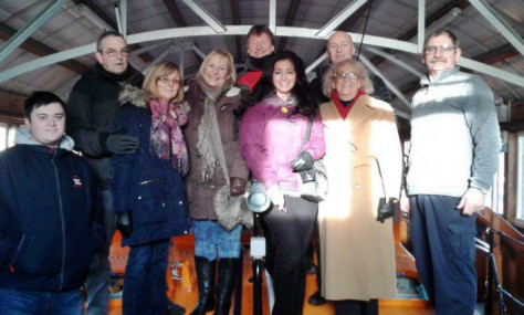 Mrs Margaret McHardy, second from right, with members of her family and of the volunteer lifeboat crew on board the RNLB Inchcape.