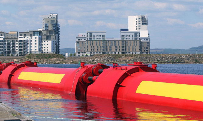 A wave-power generator built by Leith-based Pelamis. Dundee University is among the creditors of the collapsed wave-power developer.