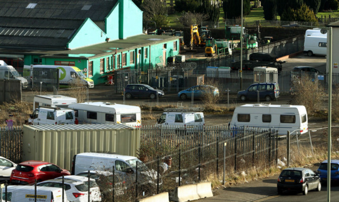 A new Traveller camp on Mid Craigie Road.