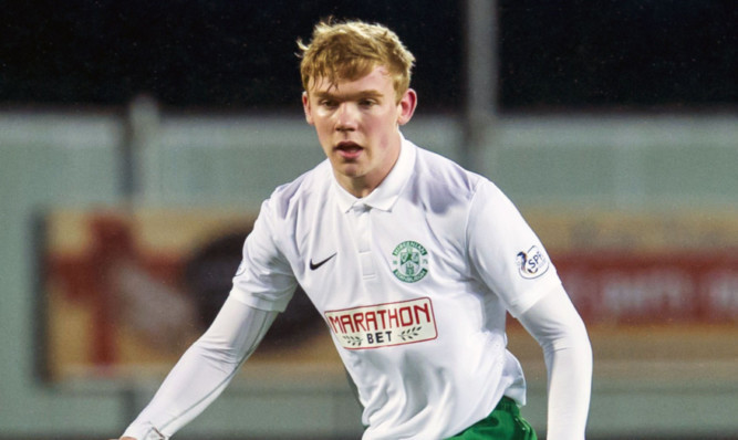 Lewis Allan in action for Hibernian