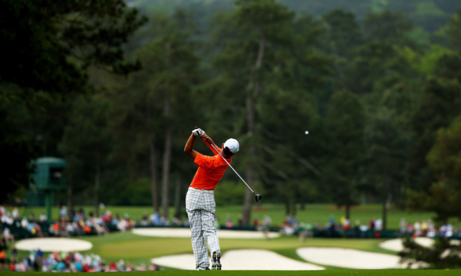 Guan Tianlang during his second round at Augusta.