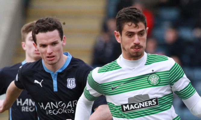 Paul McGinn in action against Celtic.