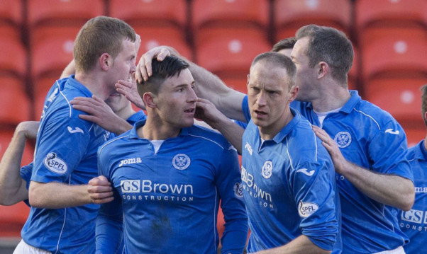 Michael O'Halloran (2nd left) celebrates his opener with his team-mates