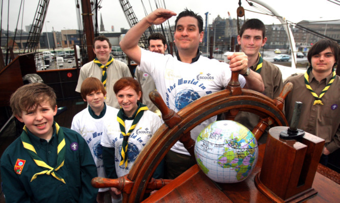 Cory Campbell with members of the 26th Dundee Scouts.