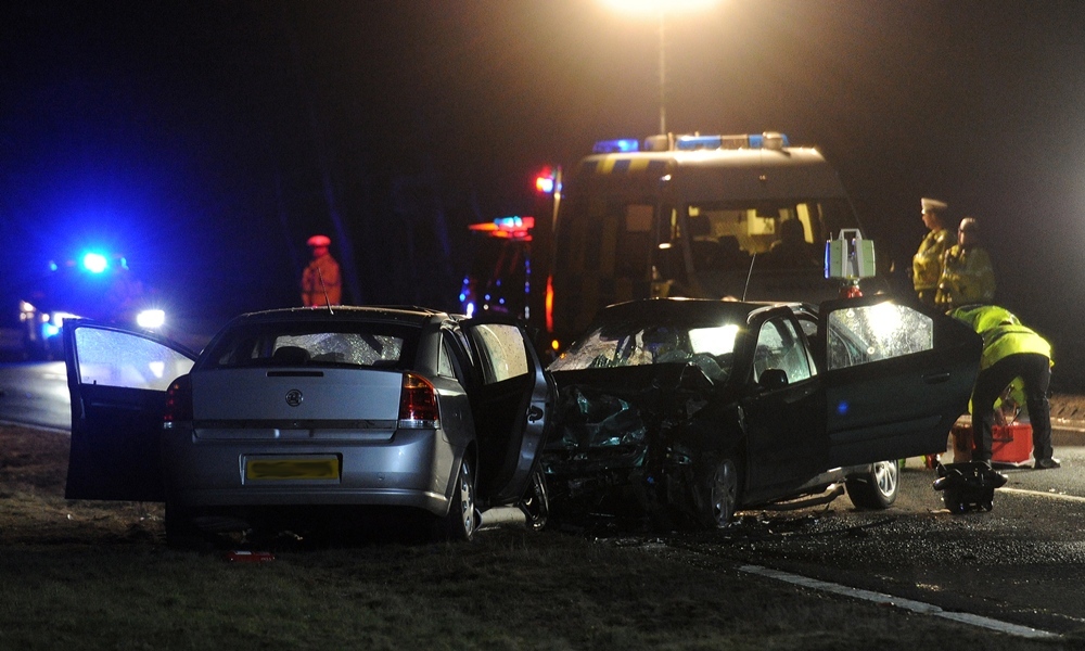 26.02.15 - pictured is the RTC on the A9 near Bankfoot which resulted in fatalities