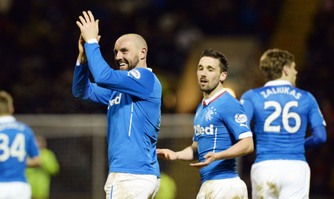 Rangers' Kris Boyd celebrates after putting his side 2-0 up against Raith on Friday