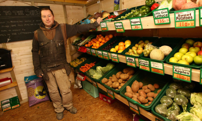 Vegging out: Clem Green in his shed in Crail.