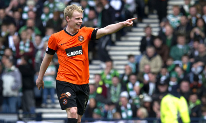 Dundee Utd ace Gary Mackay-Steven celebrates after scoring for his side at Hampden.