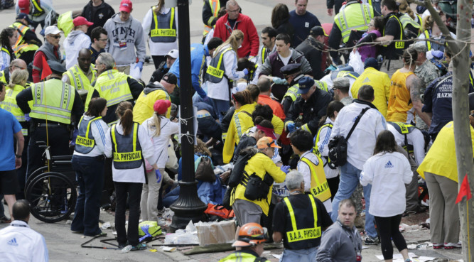 Medical workers treated the injured.