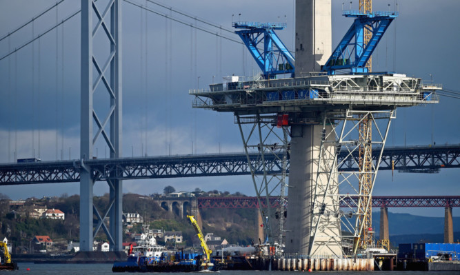 Construction continuing on the Queensferry Crossing.
