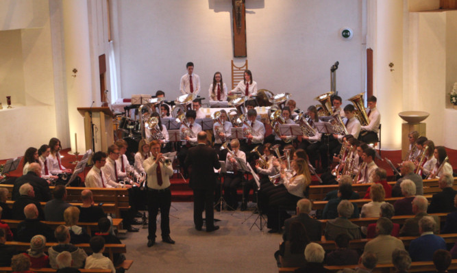 Carnoustie and District Youth Brass Band in concert at St Annes RC Church.