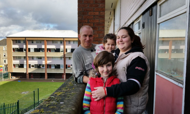 Hristo Hristov, wife Radostina and children Hristiyana and Tera have only recently moved in to a flat at Butterburn Square and do not want the council to pull them down.