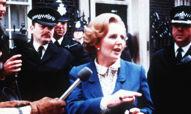 Margaret Thatcher arriving at 10 Downing Street in 1979 after winning the general election.