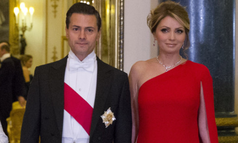 The president and his wife Angelica Rivera at a state banquet at Buckingham Palace earlier this week.