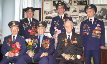 War veterans in the museum on Victory Day.