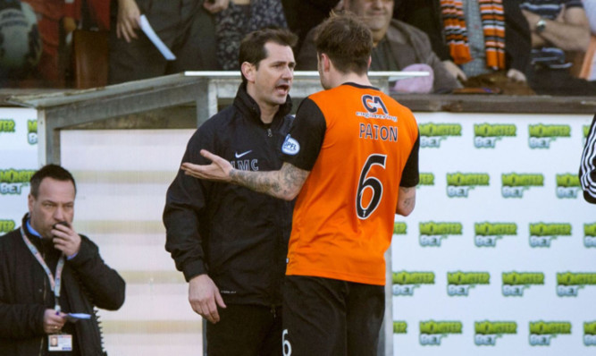 Jackie McNamara (left) consoles Paul Paton.