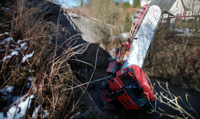 The aftermath of the crash near Powmill.