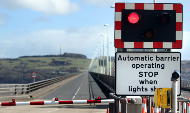 The Tay Road Bridge which was closed for the afternoon due to high winds.