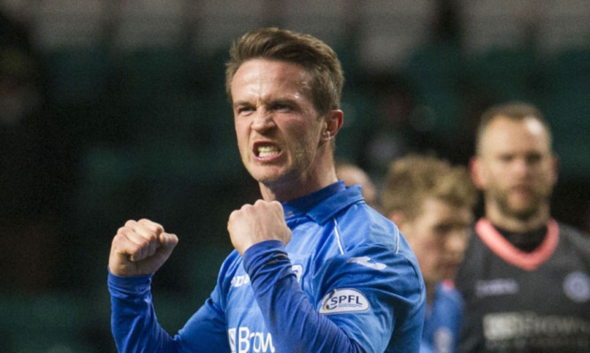 Chris Millar celebrates Saints' win over Celtic.