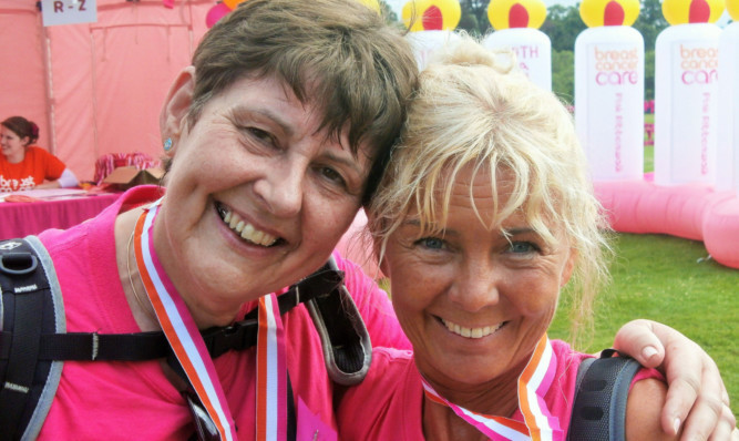 Teresa Henderson, left, and Mairead Stewart have completed every Scone walk.